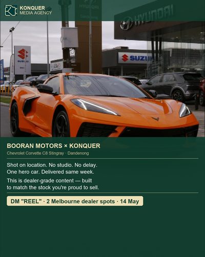 Corvette C8 Stingray hero shoot for Booran Motors, Dandenong — Konquer Media car dealership video