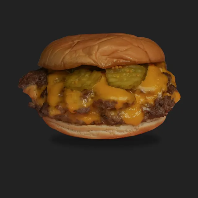 Classic Smash from the Sizzld menu, cut out on charcoal, photographed and edited by Konquer